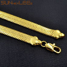 SUNNERLEES модные ювелирные изделия золотого цвета ожерелье 10 мм змеиная цепочка в елочку для мужчин женщин подарок C59 N 2024 - купить недорого