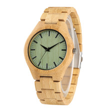 Reloj de cuarzo con esfera verde claro para hombre, cronógrafo totalmente en bambú, con correa de madera natural, informal, a la moda, 2019 2024 - compra barato