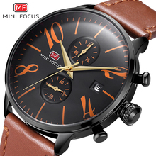 MINI FOCUS Sports Chronograph Watch Men Quartz Clock 2 Dial Calendar Multifunction Fashion Leather Mens Watches Top Brand Luxury 2024 - buy cheap
