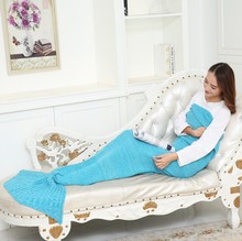 Solid Color Yarn Knitted Crochet Mermaid Blanket Tail Throw Blanket Soft Warn Winter Handmade Mermaid Bag Sleeping Adult Plaid 2024 - buy cheap