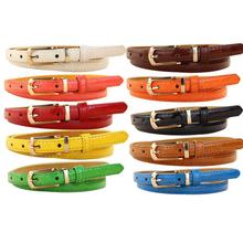 Korean Style Women Faux Leather Belts Candy Color Metal Buckle Thin Skinny Waistband Adjustable Belt For Women Accessories 2024 - buy cheap