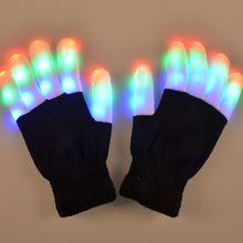 Pudcoco New Arrival Light-Up Toys LED Rave Flashing Glove Glow 7 Mode Light Up Finger Tip Lighting Pair Black VD Hot Fashion 2024 - buy cheap