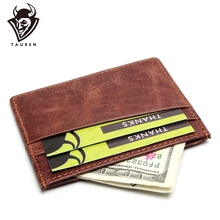 2021 Travel RFID Wallet Card Holder Vintage 100% Genuine Leather Porte Carte Front Pocket Slim Credit 2024 - buy cheap