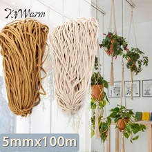 KIWARM 5mmx100m Braided Cotton Rope Twisted Cord Rope DIY Craft Macrame Woven String Home Textile Accessories Craft Gift 2024 - buy cheap