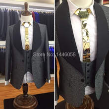 (Jacket+Pant+Vest) Men Suits For Wedding 2019 Custom Made Classic Shiny Grey Wedding Prom Suits Groomsmen Groom Mens Tuxedo 2024 - buy cheap