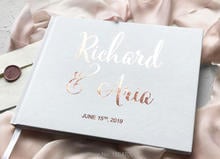 Customize names date rose gold Hardcover Wedding Book Journal Wedding guest book modern wedding guests sign in book photo albums 2024 - buy cheap