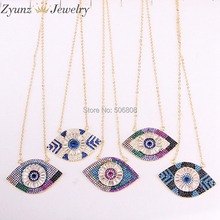 5 Strands ZYZ325-9667 Turkish Eye CZ Pendant Necklace, Micro Pave Cz Eye Charm, Gold Blue Eye Pendant 2024 - buy cheap