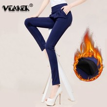 NEW Winter Women High Waist Elastic Harem  Pantalon Thick Pleated OL Plus Size 5XL Capris Warm Trousers Women Solid Pencil Pants 2024 - buy cheap