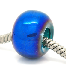DoreenBeads Glass European Charm Beads Round Blue AB Color 15mm Dia,Hole:Approx:6mm,30PCs (B24327) yiwu 2024 - buy cheap