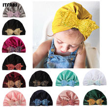 Citgeett bowknot outono inverno veludo chapéu do bebê menina menino recém-nascido headscarf cabeça acessórios 2024 - compre barato