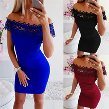 Fashion Womens Bodycon Off Shoulder Dress Ladies Party Evening Midi Dress Size 6-14 Summer Dress Short Sleeve One Word Collar 2024 - buy cheap