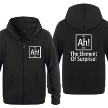 Elemento de surpresa tabela periódica-geek ciência engraçado hoodies masculino 2018 lã zíper cardigans moletom com capuz 2024 - compre barato