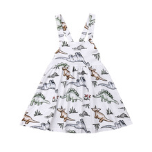 Vestido de verano para niñas pequeñas, sin mangas, con espalda descubierta, estampado de dinosaurio, línea A, vestidos de fiesta, ropa de verano, 6M-4Y, 2019 2024 - compra barato