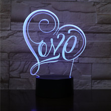 Love Heart-Luz LED 3D de noche, con 7 colores cambiantes lámpara de mesa, regalo de cumpleaños y Año Nuevo, envío directo, 2426 2024 - compra barato
