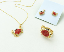 red  fully-stones  crab copper  necklace   earrings  jewelry set 2024 - buy cheap