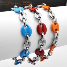 SUNNERLEES Fashion Jewelry Stainless Steel Bracelet 10mm Coffee Beans Link Chain For Men Women SC105 B 2024 - buy cheap