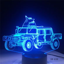 Lâmpada de cabeceira criativa 3d jeep, modelo criativo, luz noturna, militar, carro, lâmpada visual colorida, melhor presente para crianças 2024 - compre barato