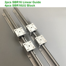 2pcs SBR16 16mm linear rail 1000 1200 1500mm length support round guide rail + 4pcs SBR16UU slide block for cnc 2024 - buy cheap