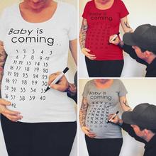 Puseky Baby Is Coming-ropa de maternidad para mujer, Camiseta corta para embarazadas, Top divertido para sesión de fotos, talla grande 2024 - compra barato