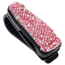 Soporte de Clip para gafas de sol de coche, diamantes de imitación brillante con accesorio de plástico, color rosa, 1 unidad 2024 - compra barato