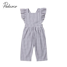 2019 Brand New Infant Kids Baby Girls Summer Romper Ruffles Sleeveless Striped Backless Elastic Waist Jumpsuits Overall Playsuit 2024 - buy cheap