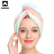 Hair Hat Hair Towel Rainbow Makeup Cosmetics Hair Towels Head Wrap Hat Microfiber Towel Color Stripe Bathroom Sauna For Women 2024 - buy cheap