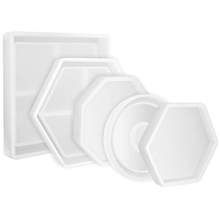 5 pçs diy coaster silicone molde incluído quadrado hexágono círculo octagon molde para resina, concreto, cimento, decoração de casa 2024 - compre barato