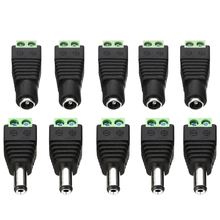 Mayitr-conectores de enchufe hembra DC macho + 5 uds., 38x13x11mm, 38,4x14,8x11,5mm, 12V, para Cable CCTV 2024 - compra barato