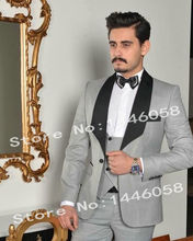 SZ Elegant 3 шт. мужские свадебные костюмы 2018, классический светло-серый цвет, мужской смокинг 2024 - купить недорого