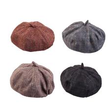 Senhora Outono Inverno Boinas Boinas Pintor Chapéu estilo chapéu de Lã Das Mulheres Do Vintage Cor Sólida Tampas Gorro Feminino Caminhada Quente Cap 2024 - compre barato