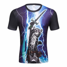 Hot Fashion Men T-shirt Brand 3d Funny Print Lightning Cat Tupac 2Pac Man Brand T Shirt Summer Tops Tees drop ship 2024 - buy cheap