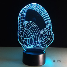 3D DJ Headphone Illlusion Lamp Studio Monitor Headset Hifi Music Earphone 3d Night Light Colorful Table Lamp Home Gift AW-033 2024 - buy cheap