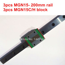 MGN15 Miniature linear rail:3pcs MGN15 - 200mm rail+3pcs MGN15C/MGN15H carriage for X Y Z axies 3d printer parts 2024 - buy cheap