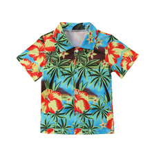 Hawaiian Style Kids Boys Shirts Summer Coconut tree Print Shirt Casual Summer Short Sleeve Beach Tops 2024 - buy cheap