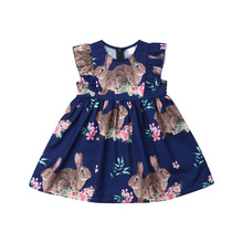 Пасхальное платье с кроликом для маленьких девочек праздничное платье принцессы без рукавов, сарафан 2024 - купить недорого