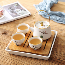 Японский керамический чайный набор, домашний кунг-фу чай, простая чашка, маленький горшок, чайник, дорожный портативный поднос, сумка, набор посуды 2024 - купить недорого