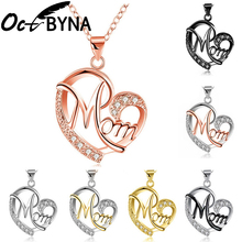 Octbyna Fashion Love Mom Mama Necklace Silver Color Jewelry Gift For Mother MOM Letters Heart Pendant Necklace Dropshipping 2024 - buy cheap
