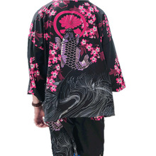 Summer Fashion Men Floral Sakura Carp Print Shirts+Shorts Set Male Casual Cardigan Blouse Clothing Sets Beach Tracksuit 2024 - buy cheap