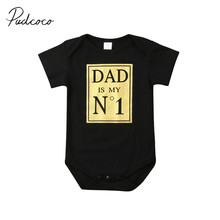 2019 Brand New Newborn Toddler Kids Baby Girls Boys Causal Bodysuits Letter Dad No.1 Print Short Sleeve Black Jumpsuits Clothes 2024 - buy cheap