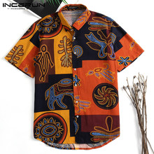 INCERUN 2020 Hawaiian Men Short Sleeve Slim Fit Floral Print Shirts Holiday Streetwear Tee Casual Mens Blouse Camisas Masculina 2024 - buy cheap