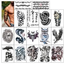 Временная татуировка для мужчин, Экстра поддельная татуировка, черная татуировка, наклейка на тело s, водостойкая, для рук, плеч, груди, спины, большая тату-наклейка 2024 - купить недорого