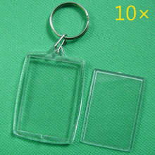 Anel de chaveiro transparente, anel de chaveiro em branco acrílico transparente 32x46mm, medalhões hsj88 com 10 peças 2024 - compre barato