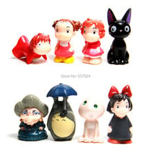 New 8Pcs My Neighbor Totoro Miyazaki Hayao Kiki's Jiji Spirited Away Monono Hime 4-5CM PVC Action Figure Toy 2024 - buy cheap