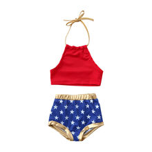 Conjunto de Bikini con estampado de estrellas para niños y niñas, traje de baño de 1 a 6 años, 2 piezas, 4 de julio 2024 - compra barato
