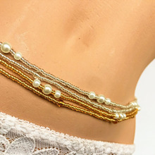 Gold Silver Color Double Strand Bead Belly Chains for Women Body Chain Jewelry 2019 Fashion Imitation Pearl Elastic Waist Chain 2024 - buy cheap