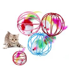 6,5 см Забавный питомец котенок кошка игра искусственные мышки с перьями крысиная мышка шаровая клетка кошки игрушки товары для домашних животных аксессуары 2024 - купить недорого