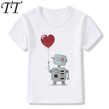 2019 Children Robot Print Funny T-Shirts Kids Summer Tops Girls Boys Short Sleeve T shirt Love balloon Kpop Baby Clothes,HKP122 2024 - buy cheap