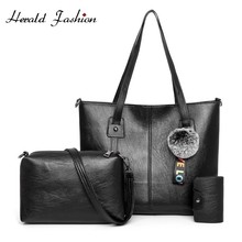 Herald Fashion женские сумки 3 шт./компл. кожаные женские сумки через плечо Повседневная Сумка-тоут Дизайнерская Женская композитная сумка-мессенджер 2024 - купить недорого