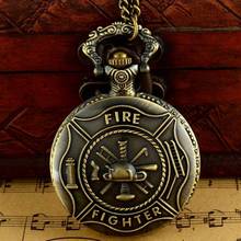 Bronze Steampunk Style Fob Watch Fire Fighter Vintage Chain Watch with Necklace Quartz Pocket Watch Men Pendant Women Watches 2024 - buy cheap