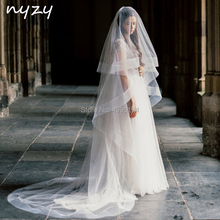 Фата свадебная NYZY V8 длиной 3 м с гребнем, длинная двухслойная вуаль цвета слоновой кости для невесты, 2019 2024 - купить недорого